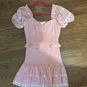 Pink and white loveshackfancy dress